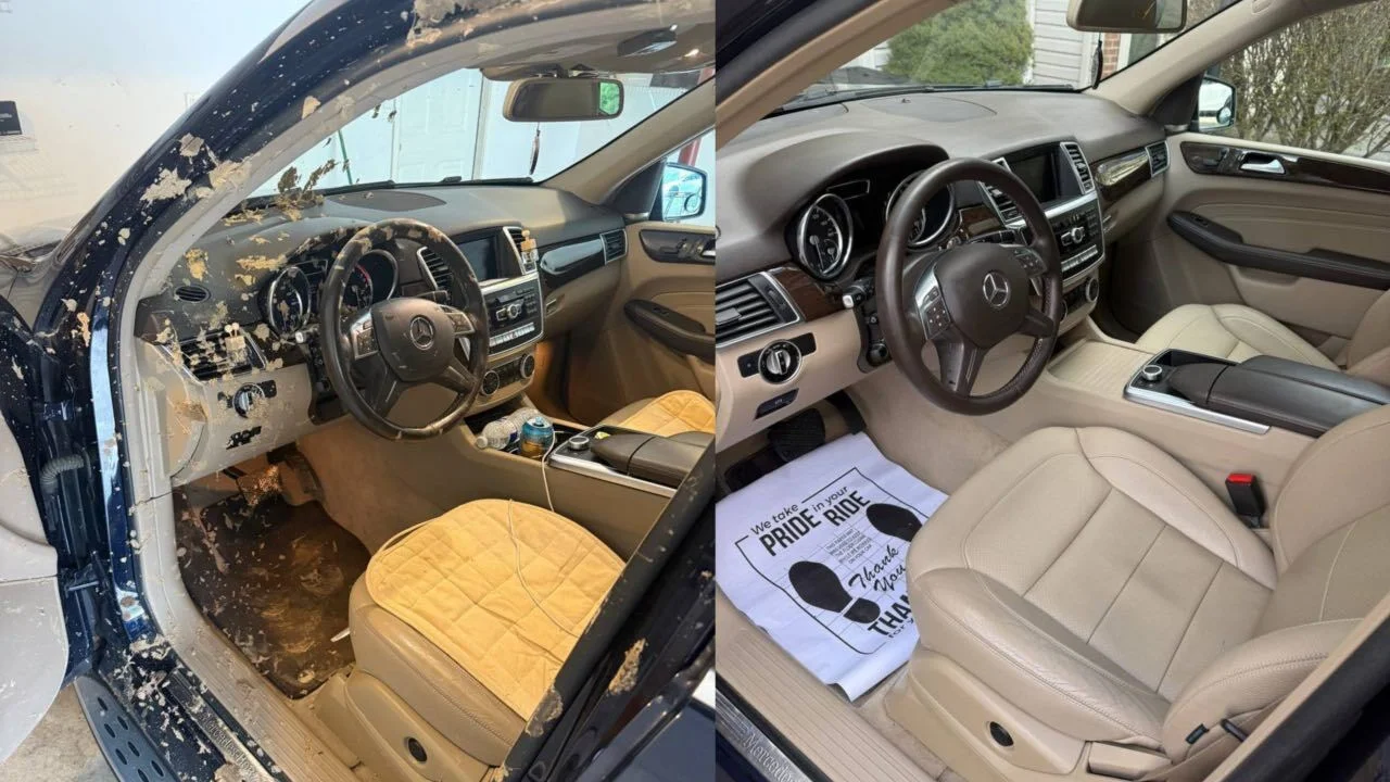 Interior detail before and after